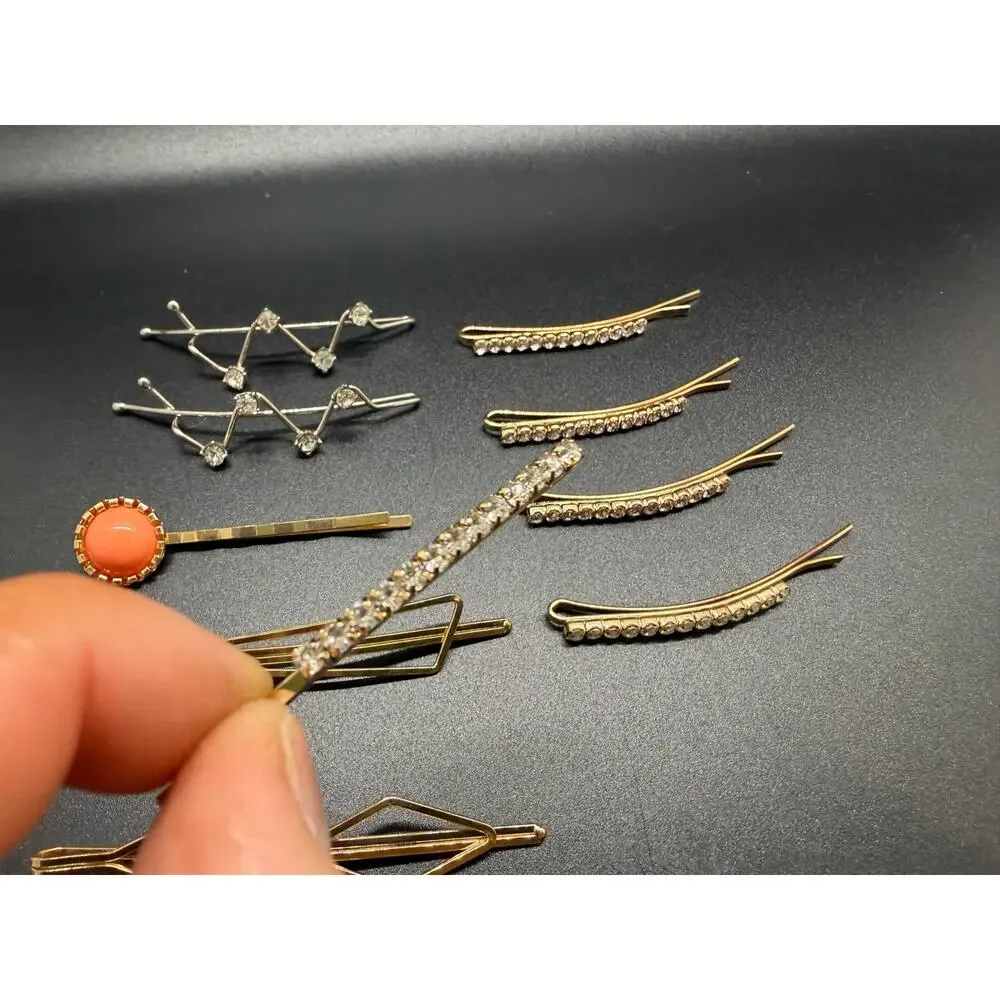 Hair pin set/ Pearl bobby/ silver metal hair clip set